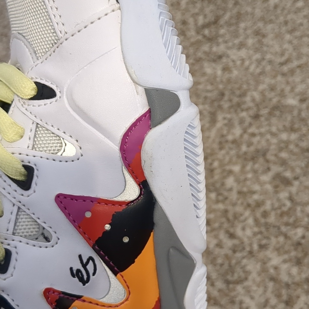 Es Symbol Puffy White Purple Skate Sneakers with Yellow Laces 90s Y2K - Picture 8 of 10